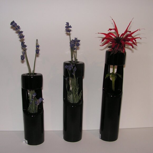 Mikasa Truck Bloom Set of 3 Vases Black Ceramic - Picture 11 of 16